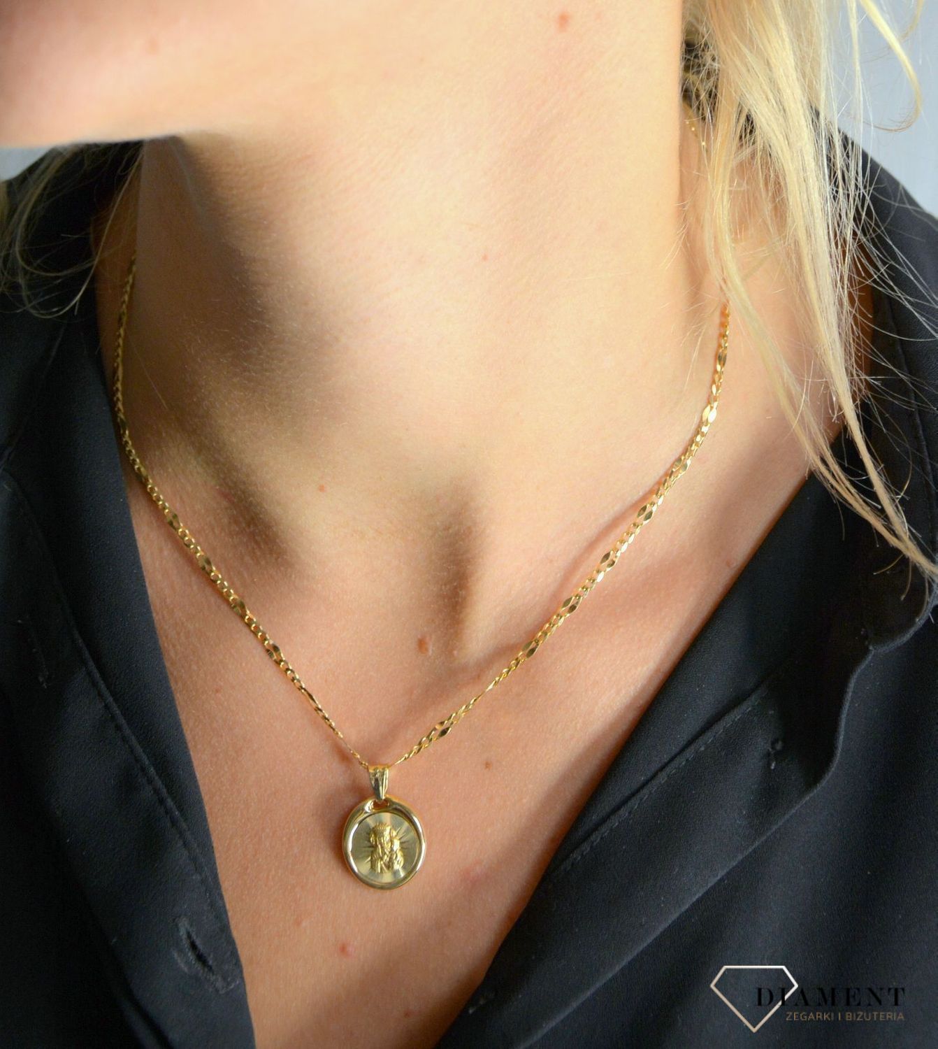 Złota zawieszka 585 okrągły medali ZA 3962A.jpg